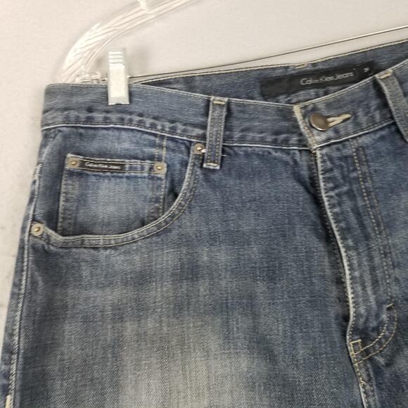 Calvin Klein Jeans Mens 34 Relaxed Straight Fit Distressed Denim 34x30 Jeans - Picture 3 of 16